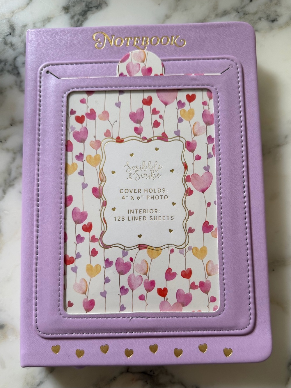 NWT Scribble & Scribe Lavender Faux Leather Photo Insert Notebook Journal 4x6